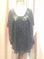 Vintage Rayon Print And Lace Caftan Mini Tunic O/S Pristine.. Unworn!