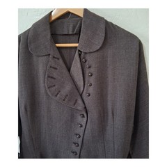 Vtg 1940s Gabardine Blazer Jacket Dolman Sleeve Nipped Hourglass Wasp Waist M