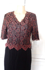 Vintage New W/ Tags Beaded Drama Woman’s Dress Black /Orange Beads Rayon S 10