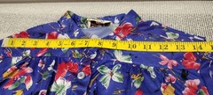 70s Organically Grown Beautiful Blouse Butterflies Watercolor Cobalt Arpeja ART
