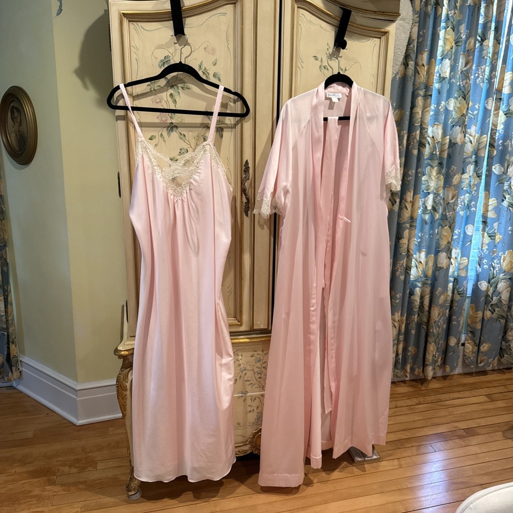 Vintage Eve Stillman Couture Pink Long Robe Sleeveless Gown Pink M L