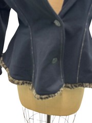 Vintage Plural Madrid Faux Leopard Print Collar Black Cotton Poly Mix Jacket Med