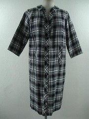 Women’s sz L Vtg 1960’s Suzy Perette New York Plaid Shirtdress Black White Dress