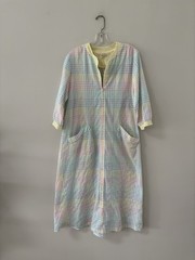 Vtg Flo Weinberg Original USA Pastel Check Plaid Maxi Robe House Coat M/L Zip