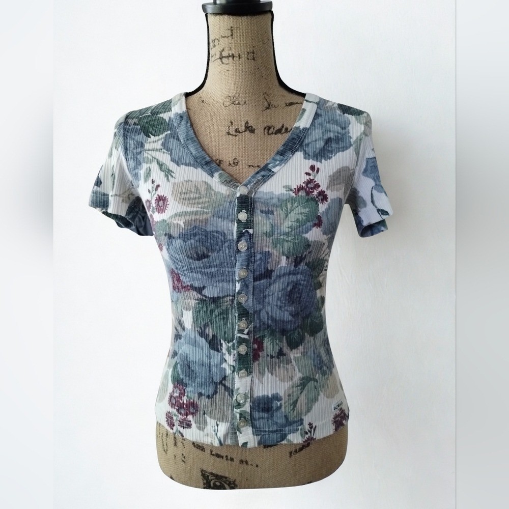 Vintage 90s Y2K Floral Bongo By Gene Montesano Top Women’s Size M
