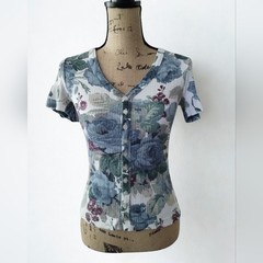 Vintage 90s Y2K Floral Bongo By Gene Montesano Top Women’s Size M