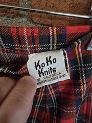 Vintage KoKo Knits Of California Red Plaid Skirt 90S Y2K School Girl Grunge