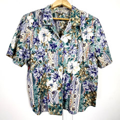 VTG Cricket Lane Womens 16 L Floral Shirt Button Up Collared Cottagecore