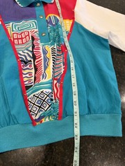 Vintage Teddi 80s 90s Colorblock Pattern Collared Bomber Jacket Small USA