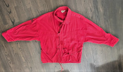 Vintage 80s Ton Sur Ton Red Cotton Oversized New Wave Jacket France Unisex M/W