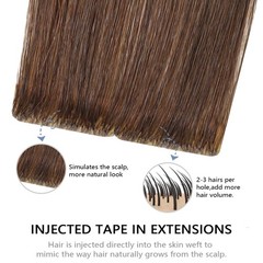 COOKAYU Invisi Edge Tape in Hair Extensions Human Hair Medium Brown 16 Inch 20pc