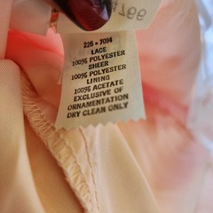 Vintage Union Made Lace Dress Gown Pink White Bows Victorian Prairie 70s 80s