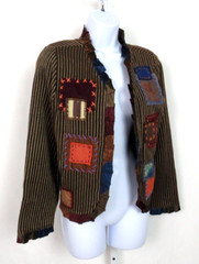 VTG 1990s 2000s SHARON ANTHONY BY CRYSTAL STRIPED PATCHWORK JACKET SIZE MEDIUM