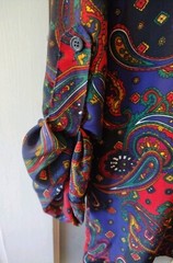 Vtg 70s Sara Stephen Polyester Shirt Button Loud Psychedelic Paisley Mulitcolor