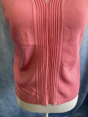 CC Hughes Vintage Sleeveless V-Neck Blouse Pink Pleated Rayon Blend Large EUC