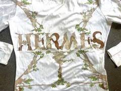 Vintage 1990’s HERMES Annie Faivre Logo Graphic Long Sleeve Shirt Chic Medium
