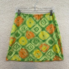 Y2K Vintage No Boundaries Mini Skirt 4 26 Small Green Slinky Stretch 70s Groovy