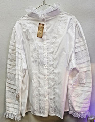 Vintage Recollections LNG Sleeve Button Up White Lace Blouse Victorian Edwardian