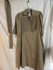 S. Howard Hirsh Tan Pintuck Midi Dress Sz 10 Prarie Casual