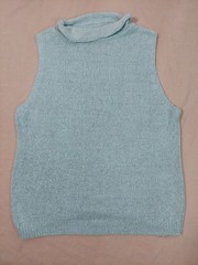 Vintage Y2K Sparkly Sleeveless Turtleneck Silk Angora Knit Top Aqua Blue Spring