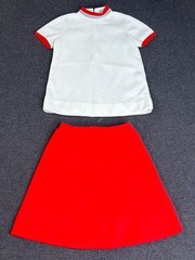 Vintage Biquette Original Red & White Orlon Skirt Set