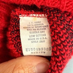 Michelle Stuart Women’s Grid Pattern Retro Pullover Sweater Red Medium USA Made