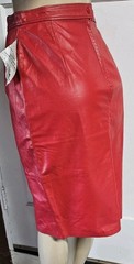 NWT Comint Red Leather Womens Pencil Skirt Sz M (9/10) Vintage Argentina