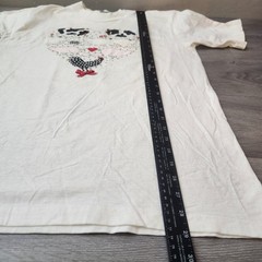 Vintage Oneita Power-T Farm Animal Heart T-Shirt Cream Size L 80s Made in USA