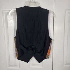 Boho Cottagecore Vtg 90s Floral Beaded Vest S Waistcoat Art To Wear Psychedelic