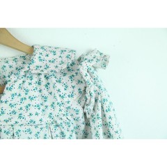 Vintage S M Cotton Nightgown Floral Ruffle Granny Prairie Cottagecore Handmade