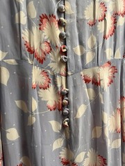 Vintage 1940s Dress 40s Purple Floral Button Front Dress