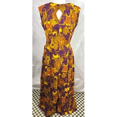 Vintage 60s 70s Hawaiian Palazzo Jumpsuit Psychedelic Tiki Mod M Wide Leg FLAW**