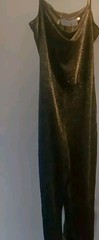 Newport News VTG Womens Medium Black Silver Metallic Glittery Jumpsuit Halloween