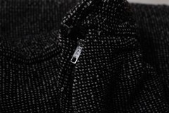 60s Vintage Micro Plaid Knit Skirt Suit Set Womens XS Velvet Collar Cropped Top