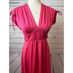 Vicky Vaughn Maxi Dress 7 Vintage 70s Empire Waist Pink Retro ILGWU USA Formal