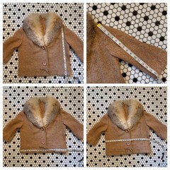 STUNNING Vintage Marissa of California Fox Fur Beige Tan Skirt Suit Set Sz 8-10