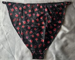 Vtg Black Red Style Satin String Bikini Panties Cherry Coke Coca-cola Sz XL