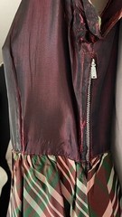 Vintage 1940s purple peplum midi dress XS red green plaid formal short sleeve
