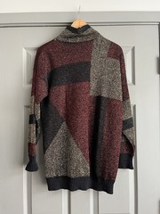 Vintage 80’s Beldoch Popper Sweater Gold Geometric Made USA Sz Medium