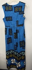 Penneys Hawaii Vintage Maxi Dress Blue Tropical Tiki Print Sleeveless S Resort