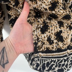 Vintage Sugar Street Leopard Print Tapestry Button Front Jacket OS whimsical