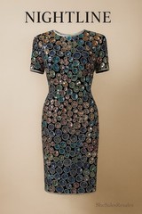 Vintage Nite Line by Della Roufogali 100% Silk Sequin Beaded Dress Black Size 4