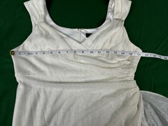 Vintage R&M Richards White Dress Size 6 Petite Glitter Flowy Sheer Lined