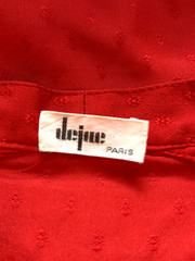 Vintage 80s Red Swiss Dot Bow Blouse Paris Chic Office Siren classic Top S M L