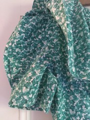 Vintage 30s 40s Green Leaf Cotton Dress Puff Sleeves Long Skirt M S New Unworn