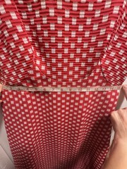 True Vintage Red Pink Polyester Dress, 30 Inch Waist
