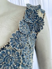 1960s Terry Allen Milgrim Beaded Floral Applique Cocktail Dress