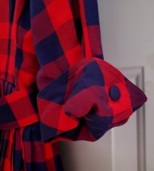 PRISTINE Vintage Gigi Young Linen Belted Pleated Shirtdress Checkered Red & Blue