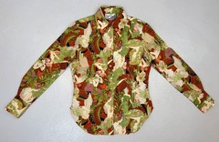 Vintage 1970s Alphonse Mucha Art Novelty Print The Gap Button Up Blouse Shirt