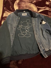 VTG Mickey Mouse Character Embroidered 90s Genus Women’s Denim Bomber Jacket -L
